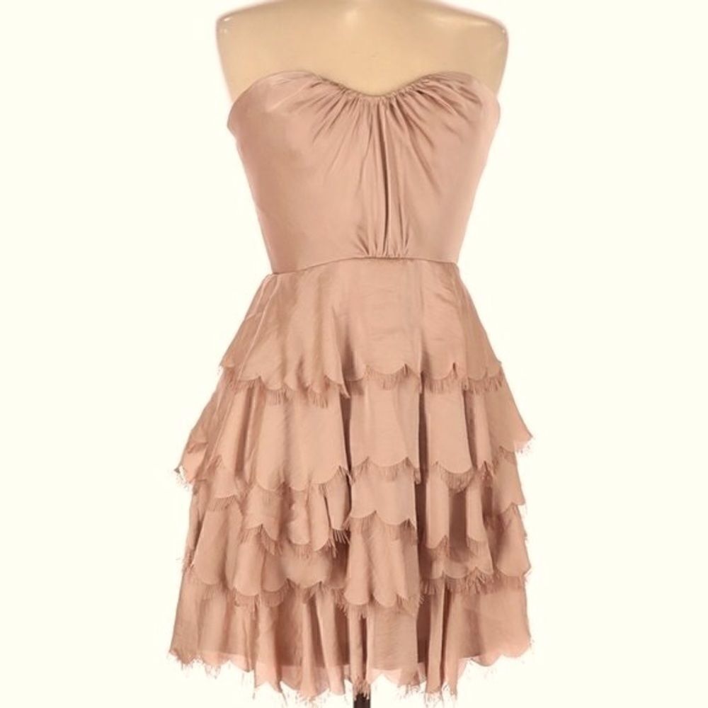 REBECCA TAYLOR CHAMPAGNE EYELASH BUSTIER DRESS 6 NWT